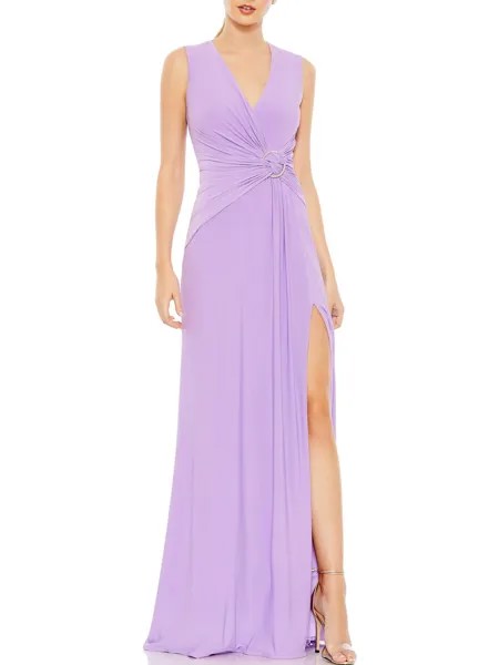 Плюс женское вечернее платье макси с искусственным запахом Ieena for Mac Duggal, сирень