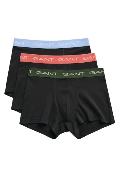 Боксеры с логотипом - 3 пары Gant, черный