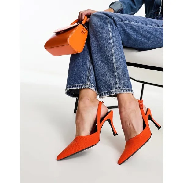 Оранжевые туфли на шпильке с ремешком на пятке ASOS DESIGN Samber
