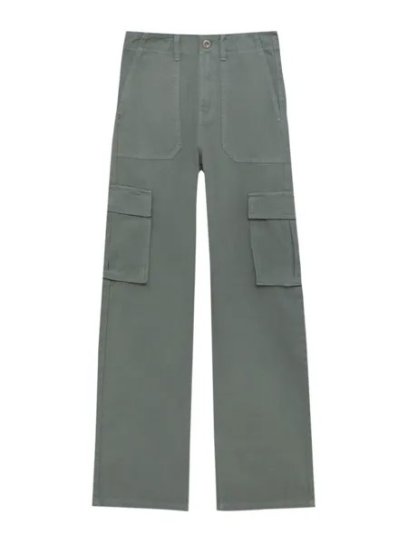 Брюки карго Pull&Bear, зеленый