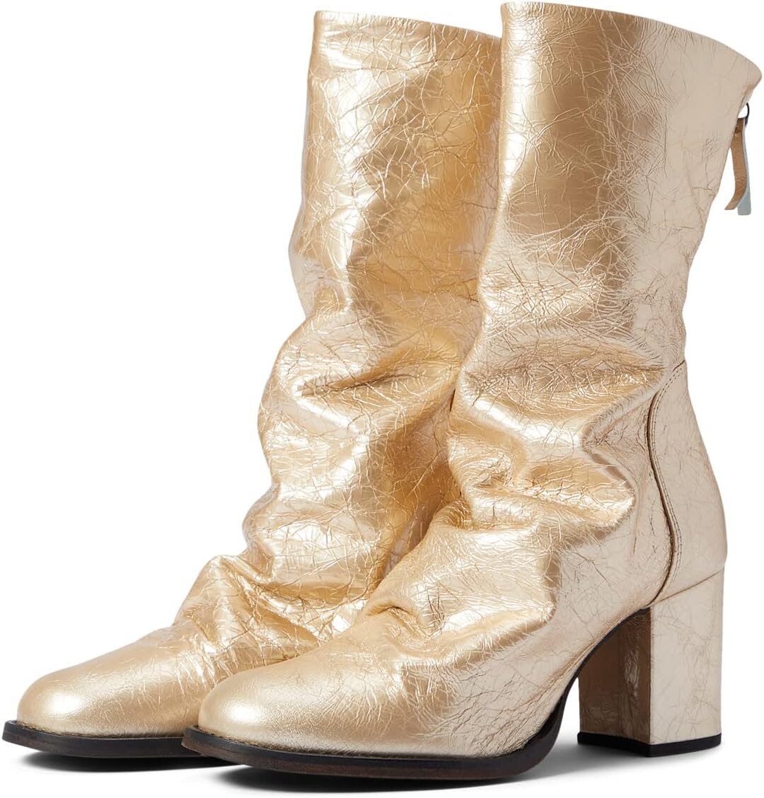 Ботинки Free People Date Night Elle Block Heel, цвет Gold Metallic
