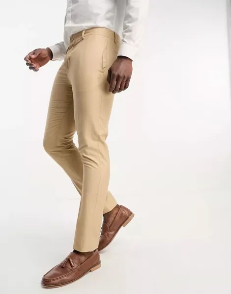 Светло-коричневые строгие брюки узкого кроя Bolongaro Trevor Wedding