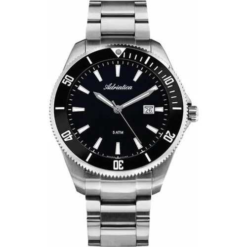 Наручные часы Adriatica Часы швейцарские наручные мужские кварцевые на стальном браслете Adriatica A1139.5114Q, серебряный