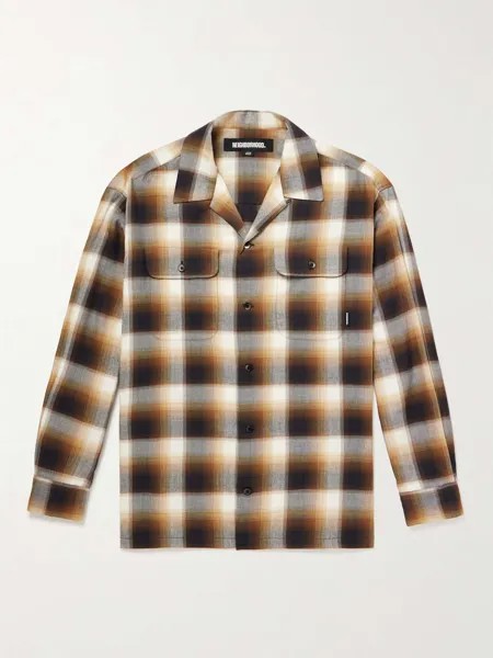 Фланелевая рубашка в клетку из смесового хлопка NEIGHBORHOOD, коричневый