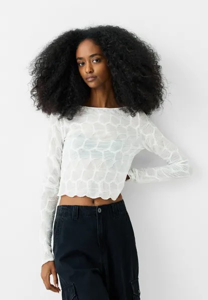 Блузка LONG SLEEVE Bershka, цвет white