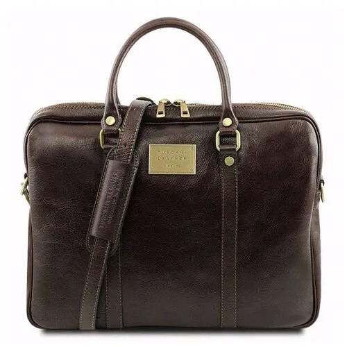 Мужская кожаная деловая сумка Tuscany Leather Prato TL141283 темно-коричневый