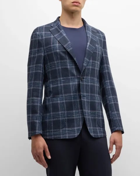Мужское шерстяное спортивное пальто в клетку Baldassari, цвет Dark Blue