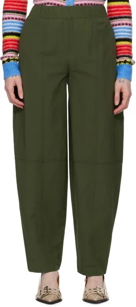 Зеленые изогнутые брюки Ganni