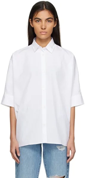 Белая рубашка с коротким рукавом Maison Kitsuné