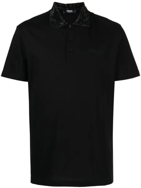 Versace декорированная рубашка поло, черный