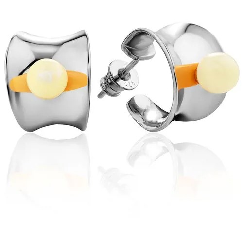 Amberholl Серьги-кольца из серебра и янтаря медового цвета Palazzo от ifamore™