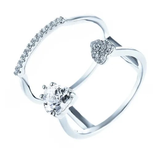 Кольцо ELEMENT47 серебро, 925 проба, фианит, размер 16.75