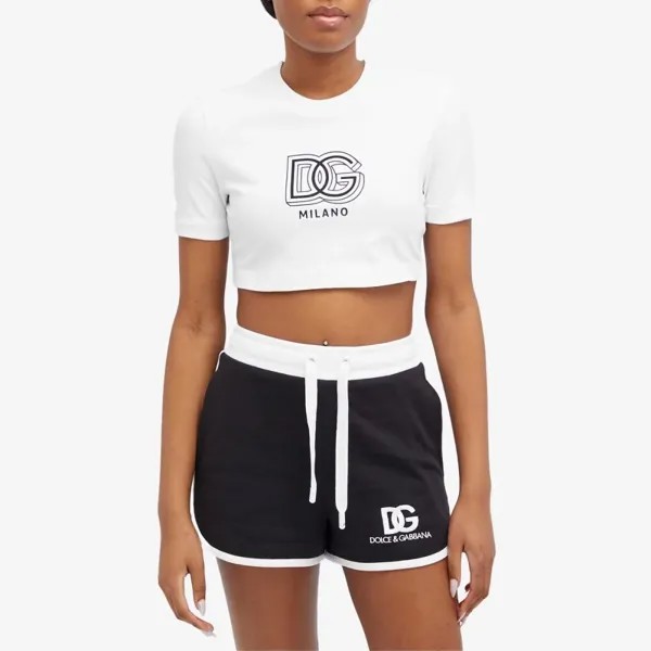 Dolce & Gabbana Укороченная детская футболка с логотипом, белый