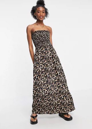 Пляжное платье-бандо макси с леопардовым принтом Influence-Многоцветный
