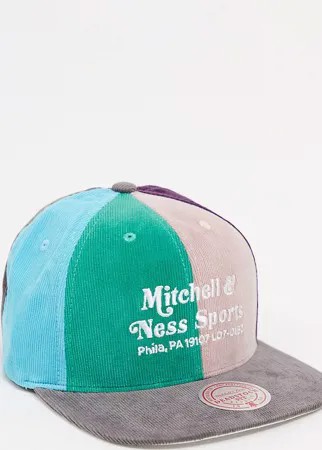 Разноцветная вельветовая кепка c принтом Mitchell & Ness эксклюзивно для ASOS-Многоцветный