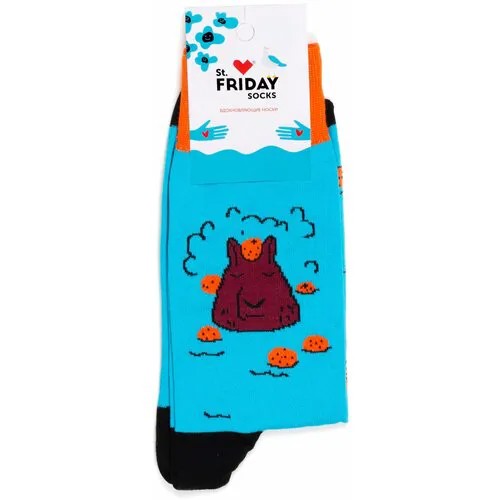 Носки St. Friday Носки с капибарами St.Friday Socks, размер 38-41, оранжевый, коричневый, голубой