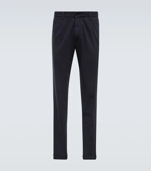 Хлопковые брюки чинос с высокой посадкой и складками Thom Sweeney, синий