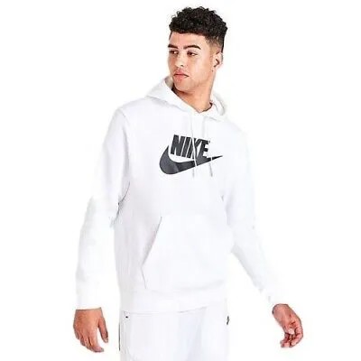 Белая/черная флисовая толстовка с капюшоном с рисунком Nike Sportswear (BV2973 100)