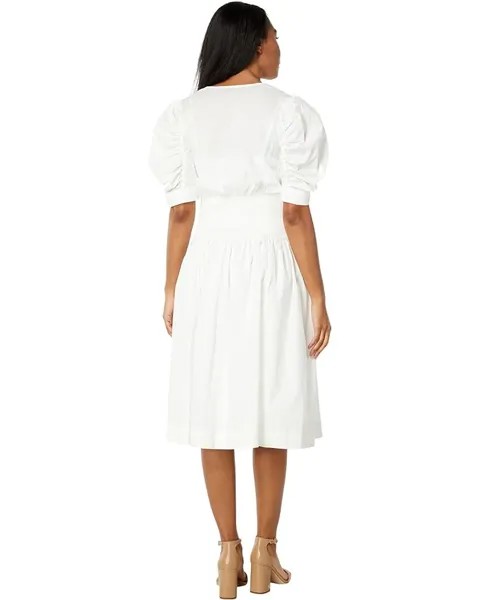 Платье BCBGMAXAZRIA Smocked Waist Day Dress, белый