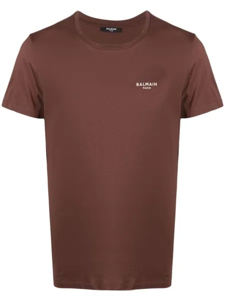 Balmain футболка с логотипом, коричневый