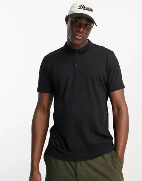 Черная рубашка-поло классического кроя New Look