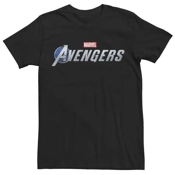 Мужская серебряная футболка с графическим логотипом The Avengers Marvel, черный