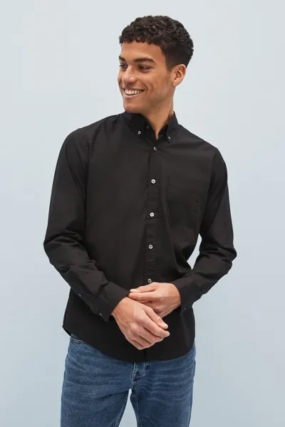 Приталенная рубашка с эластичной застежкой на пуговицы Gap, черный