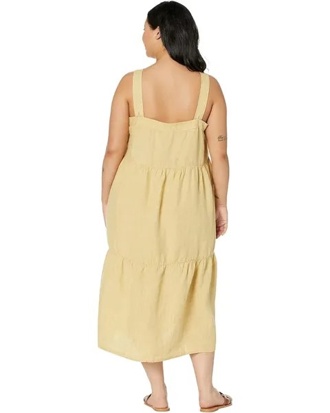 Платье Eileen Fisher Tiered Strap Full-Length Dress in Washed Organic Linen Delave, цвет Butter