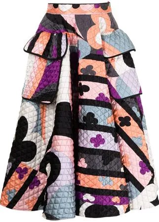 Emilio Pucci Pre-Owned стеганая юбка с абстрактным принтом