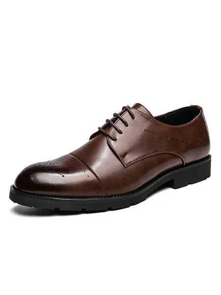 Milanoo Men's Cap Toe Brogue Oxfords Dress Shoes