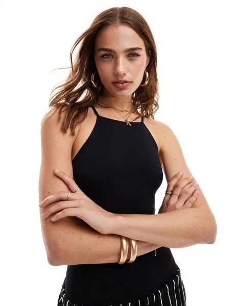 Черное бесшовное боди с квадратным вырезом в стиле 90-х ASOS DESIGN