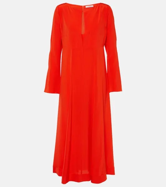 Изысканное объемное шелковое платье миди Dorothee Schumacher, красный