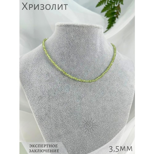 Чокер СафариЯ, хризолит, длина 47 см, зеленый, серебряный
