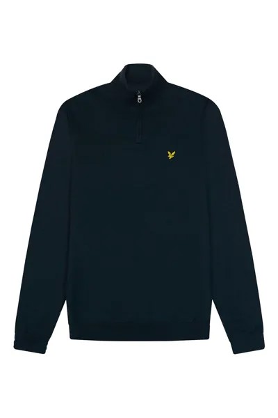 Синий свитер из смесовой шерсти мериноса с короткой молнией Lyle & Scott, синий