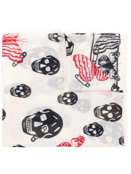 Alexander McQueen butterfly and skull print scarf