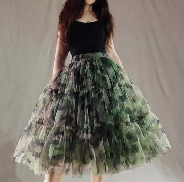 Удивительная красивая модная женская любимая новая камуфляжная юбка средней длины с подвеской и шифрованным экраном