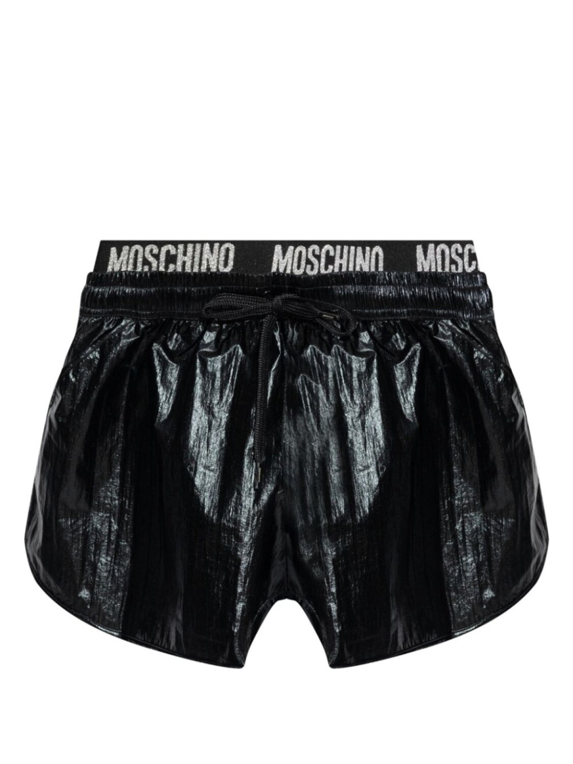 Moschino мини-шорты с логотипом на поясе, черный