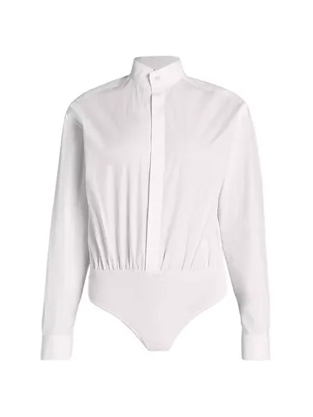 Полосатое боди из хлопкового поплина Alaïa, цвет blanc noir