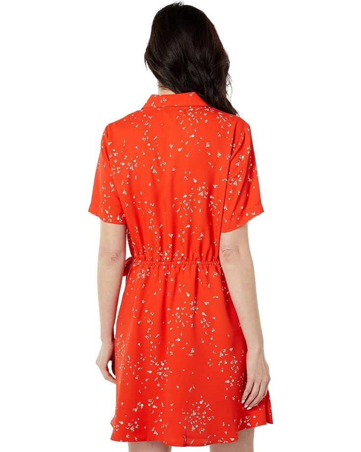 Платье Vince Camuto Short Sleeve Wrap Front Side Tie Sporadic Stems Dress, цвет Blaze Orange