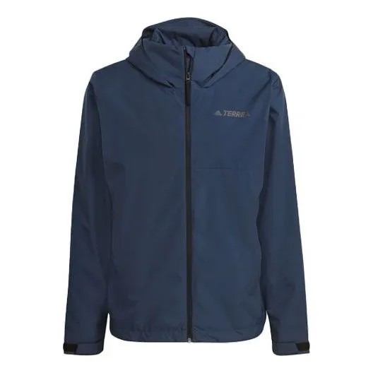 Куртка adidas Terrex waterproof Zipper hooded Long Sleeves Jacket Blue, синий