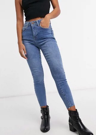 Синие моделирующие джинсы скинни с необработанным краем New Look Petite-Синий