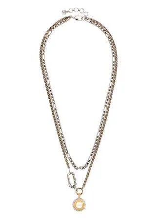 Alexander McQueen double-wrap logo-pendant necklace