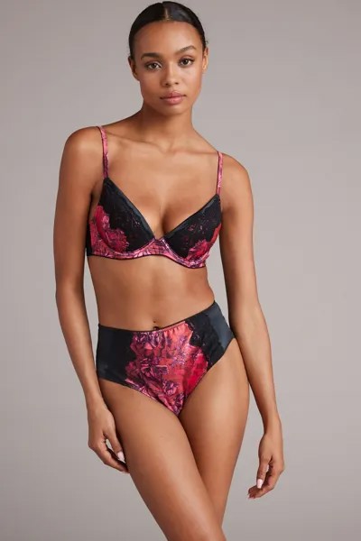 Розовый бюстгальтер из атласа с цветочным принтом и глубоким вырезом B By Ted Baker, розовый