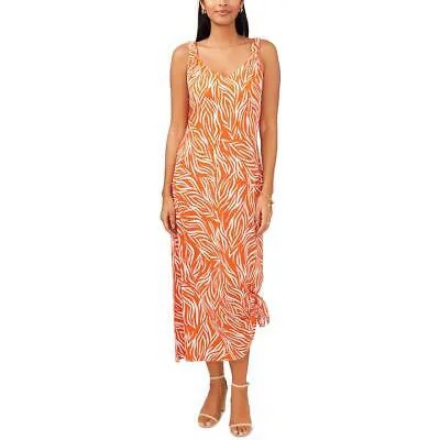 Женское дневное платье макси оранжевого цвета с принтом MSK M BHFO 8740
