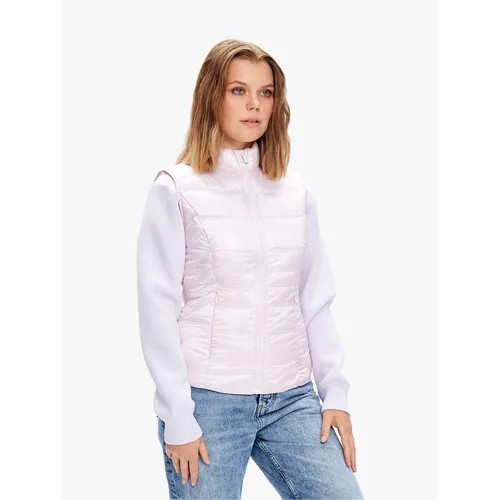 Жилет  GUESS демисезонный, средняя длина, силуэт прилегающий, стеганый, ветрозащитный, водонепроницаемый, без капюшона, карманы, размер XS, розовый