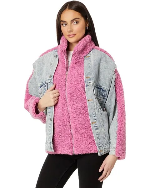Куртка Blank NYC Pink Sherpa and Denim Trucker Jacket in Candy Land, цвет Candy Land