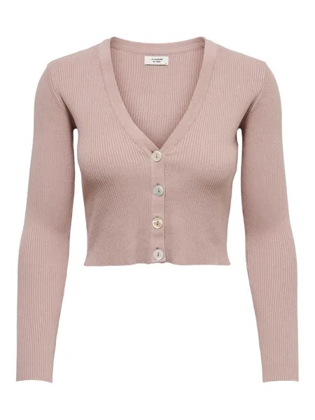 Кардиган JACQUELINE de YONG Kurze Dünne Langarm Strickjacke V Neck Basic JDYDONNEL, цвет Altrosa