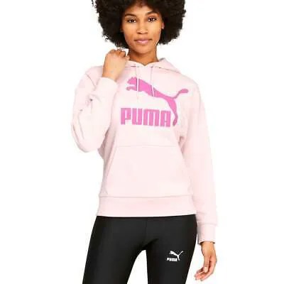 Puma Classics Logo Pullover Hoodie Женская розовая повседневная верхняя одежда 531859-16