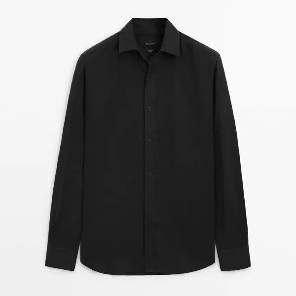 Рубашка Massimo Dutti 100% Linen Regular Fit, черный