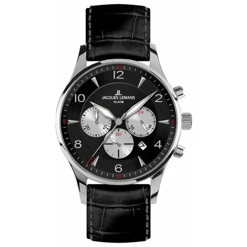 Наручные часы JACQUES LEMANS 1-1654A, серебряный, черный